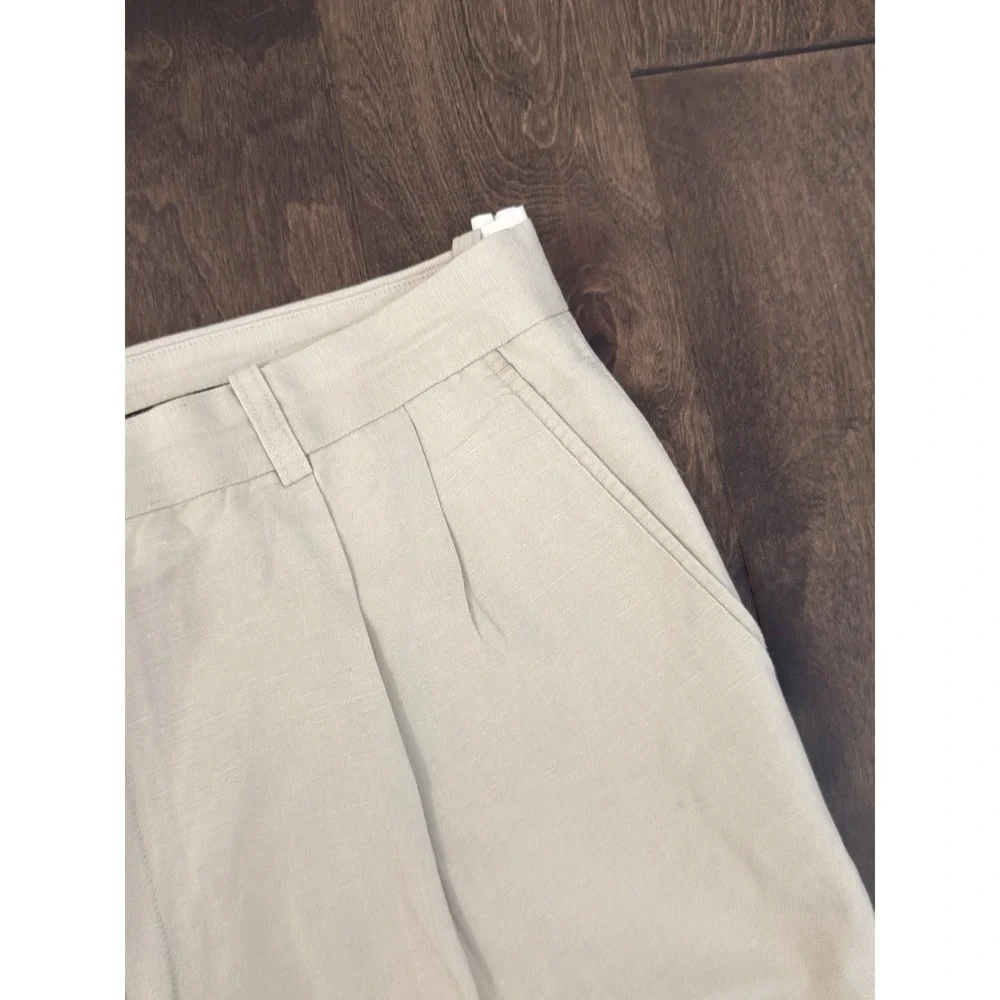 Kilburne & Fitch Summer Comfort Mens Tan Beige Pleated Linen Pants Size 38X26